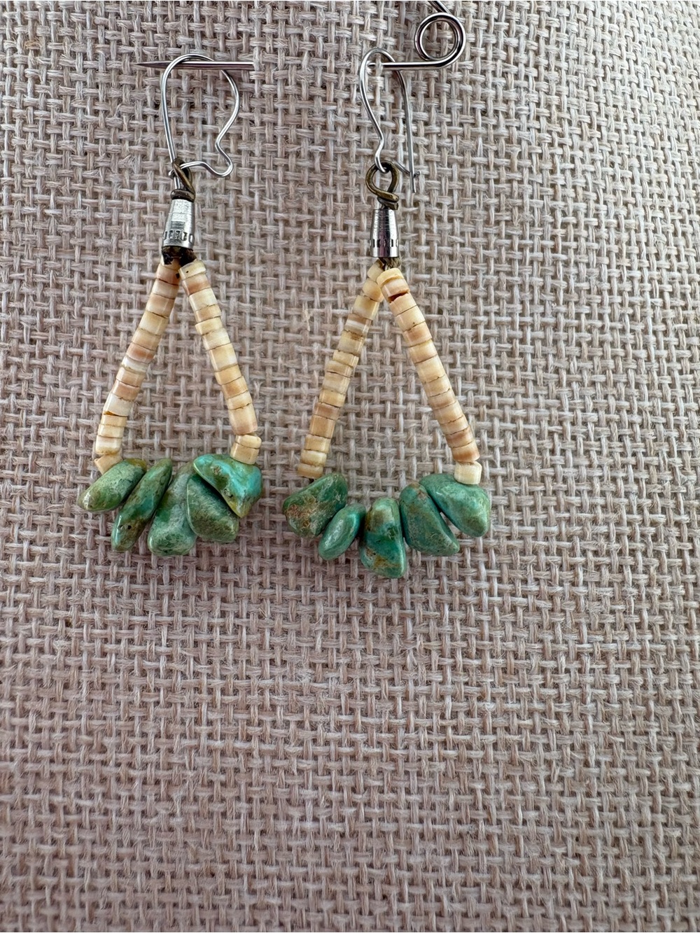 Navajo Turquoise Earrings Stamped - Picture 2 of 3